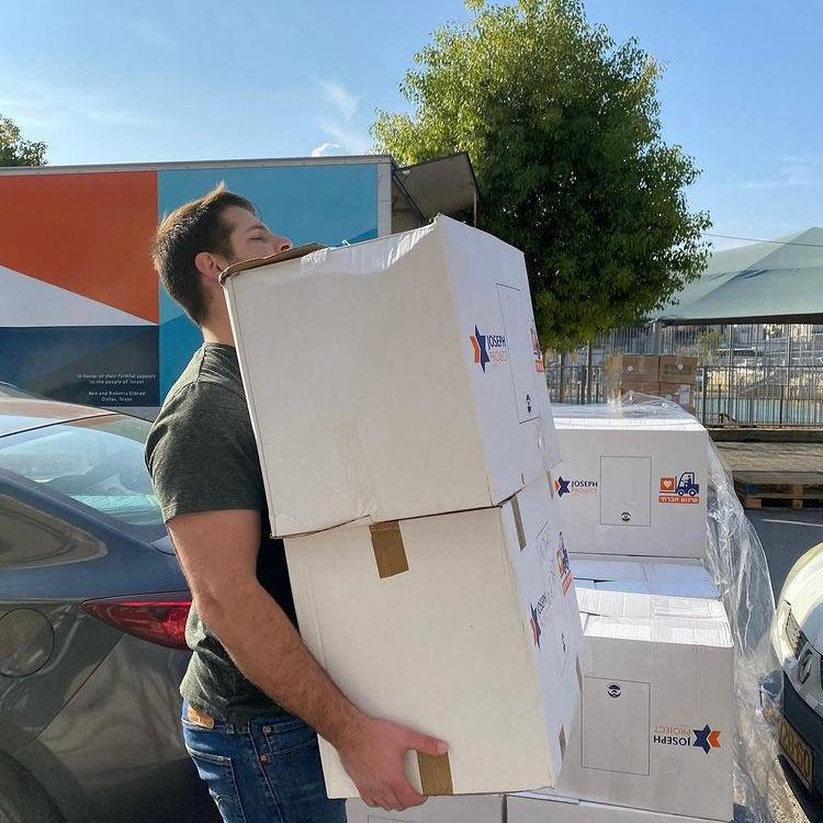 Carrying boxes for a project.
